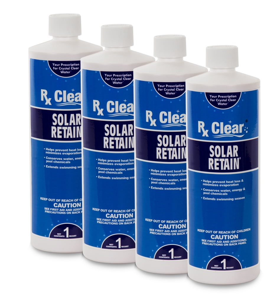 Rx Clear Solar Retain Liquid Solar Cover for Swimming Pools, 1 Quart, 4 ...