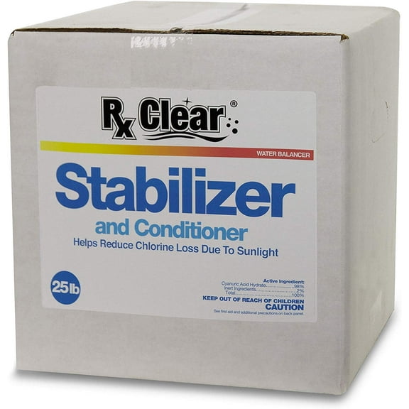 Rx Clear Stabilizer and Conditioner Pool Water Balancer Powder for Swimming Pools, 25 lbs