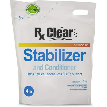 Rx Clear Stabilizer and Conditioner Pool Water Balancer Powder for Swimming Pools, 4 lbs