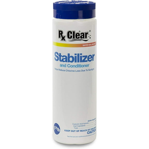 Rx Clear Stabilizer and Conditioner Pool Water Balancer Powder for Swimming Pools, 1.75 lbs