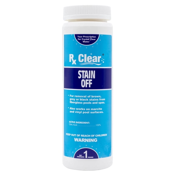 Rx Clear Stain Off Pool Stain Remover Liquid, 1 lb Bottle