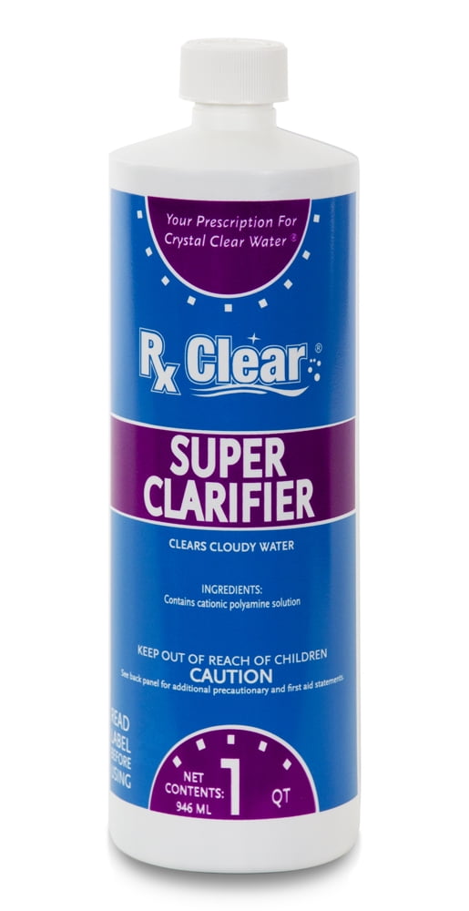 Rx Clear Super Clarifier Liquid Solution for Swimming Pools, 1 Qt