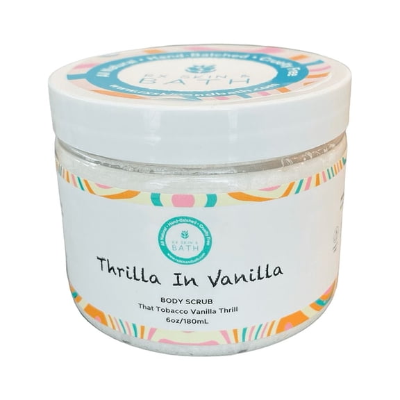 Thrilla In Vanilla Sugar Scrub (6oz)  Intoxicating Pre-Shave Exfoliator with Shea Butter for Silky Smooth Skin & Surprise Inside