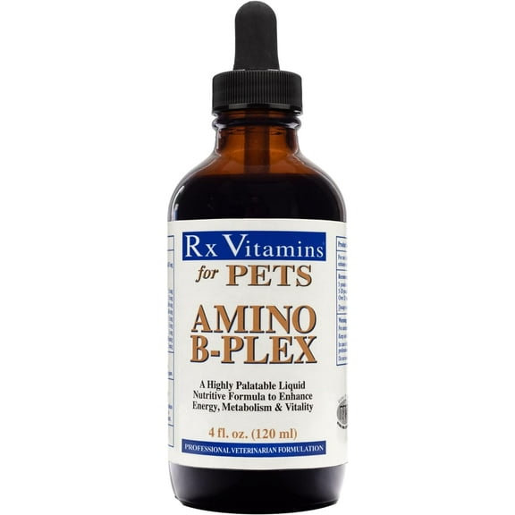 Rx Vitamins Amino B Plex for Pets - B Vitamin Complex Plus Amino Acids for Dogs & Cats - Vitamin Supplements for Dogs' & Cats' Total Body Support - 4 oz