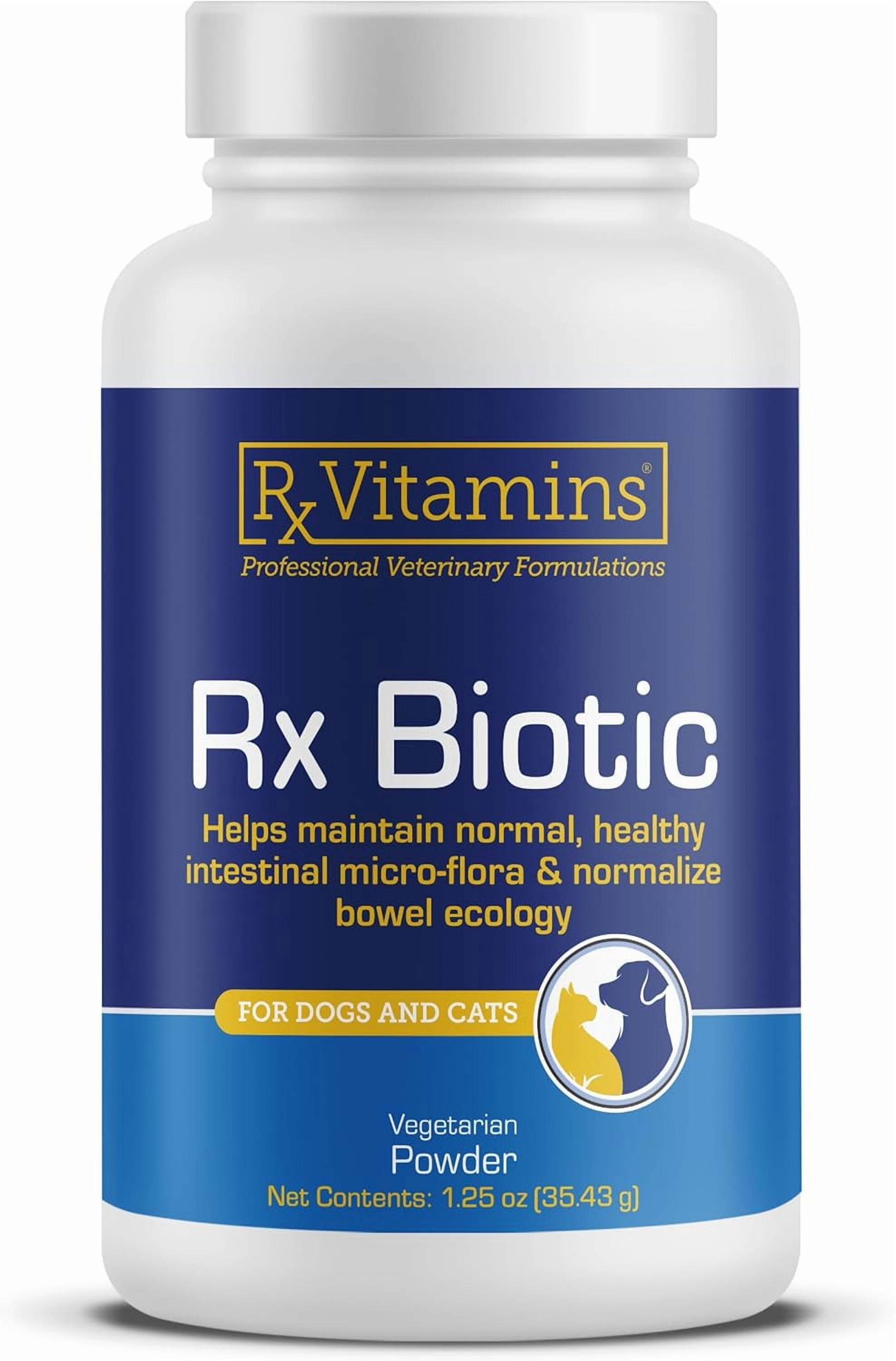 Rx Vitamins Rx Biotic - Probiotic Powder for Dogs and Cats - Cat Digestive Support & Probiotic for Dogs Gut Health - Cat Probiotics for Indoor Cats - Dog Probiotics for Digestive Health - 1.25oz