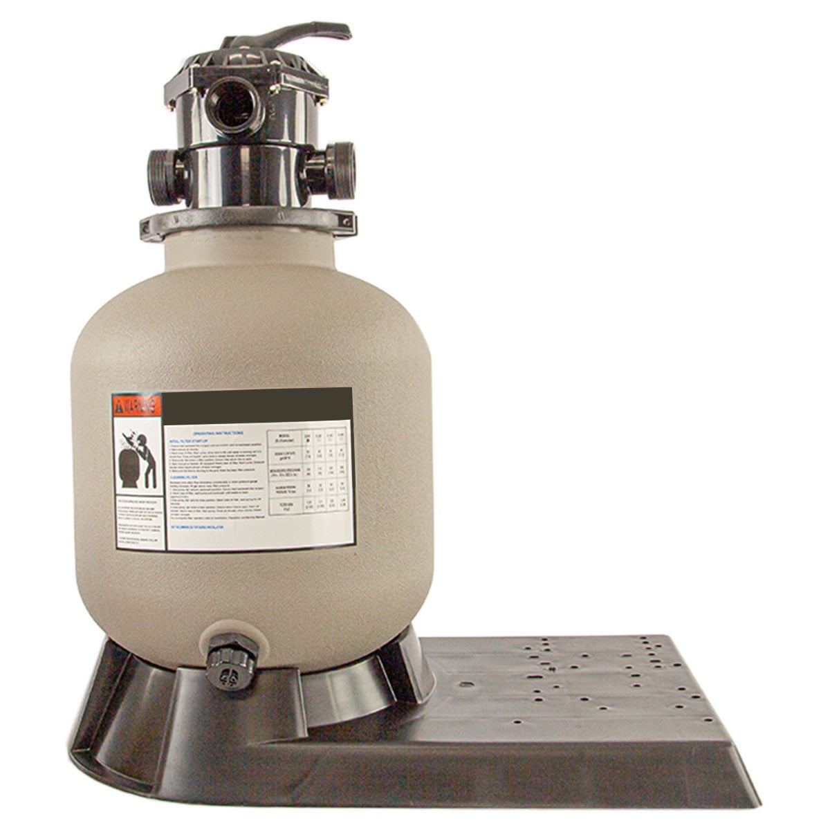 Rx Clear 19 inch Above Ground Sand Filter Pump with 175 lbs Sand Capacity, Valve & Long Base, 6 Way