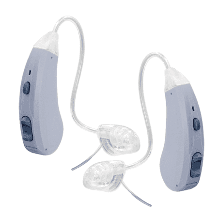 RxEars Rx8 Grey Pair OTC Hearing Aids with Patented Comfort Tip and Smart Phone App for Personalized Control, Replaceable Batteries