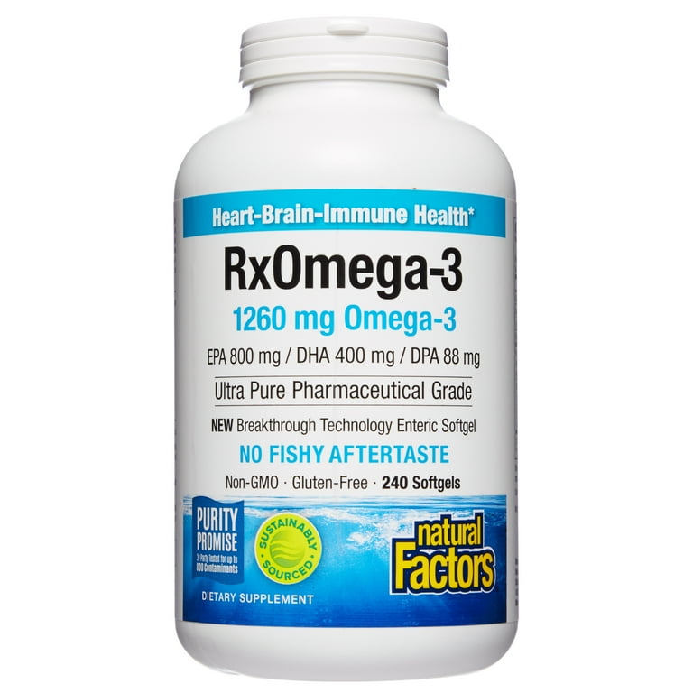 Natural Factors RxOmega-3, Fish Oil Softgels with 400 mg EPA and