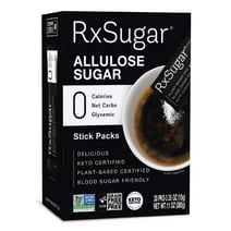 RxSugar 30 Stick Pack Carton Zero Calorie Allulose Keto Sugar Replacement Individual 10g Packets