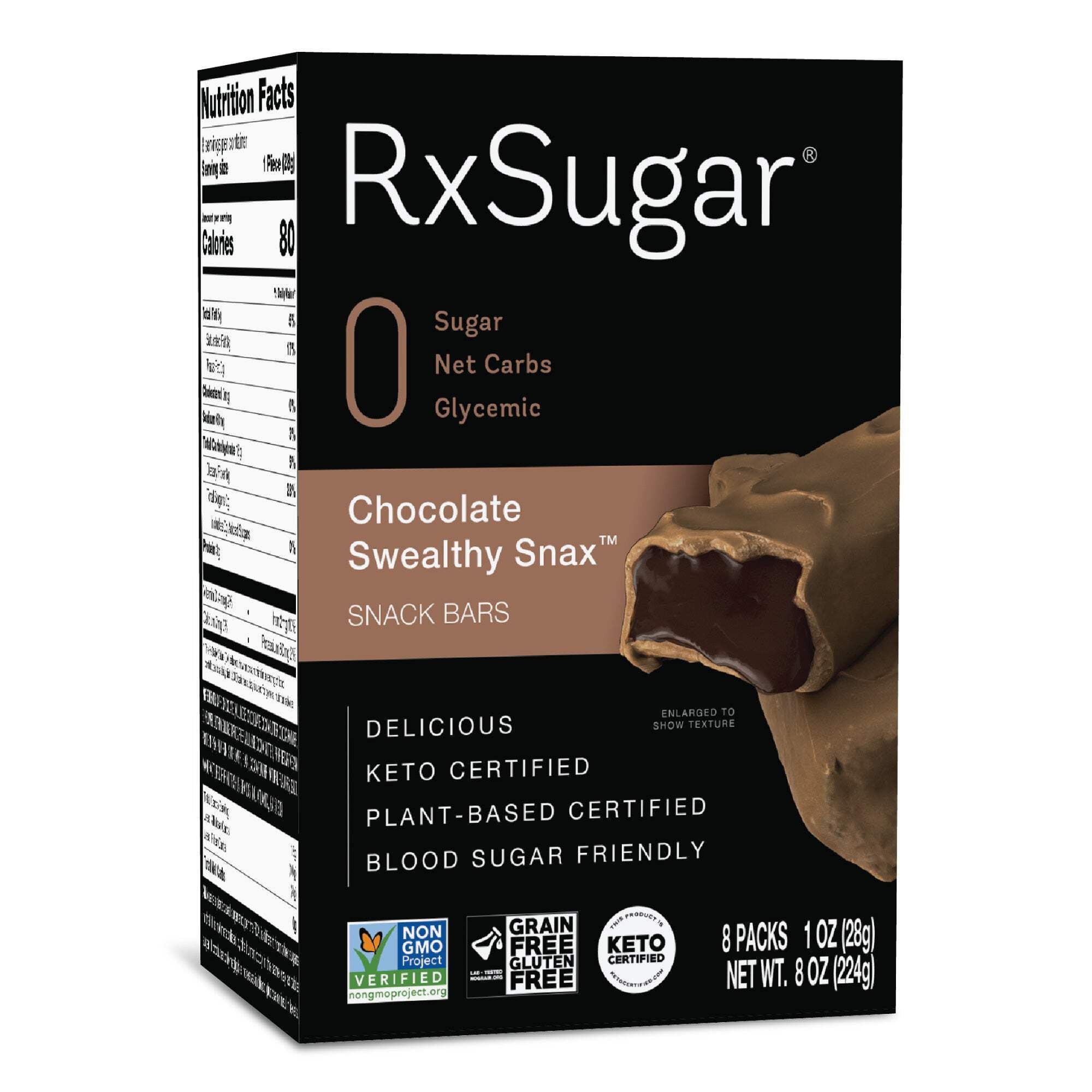 RxSugar Chocolate Swealthy Snax Keto Certified Candy Snack Made with