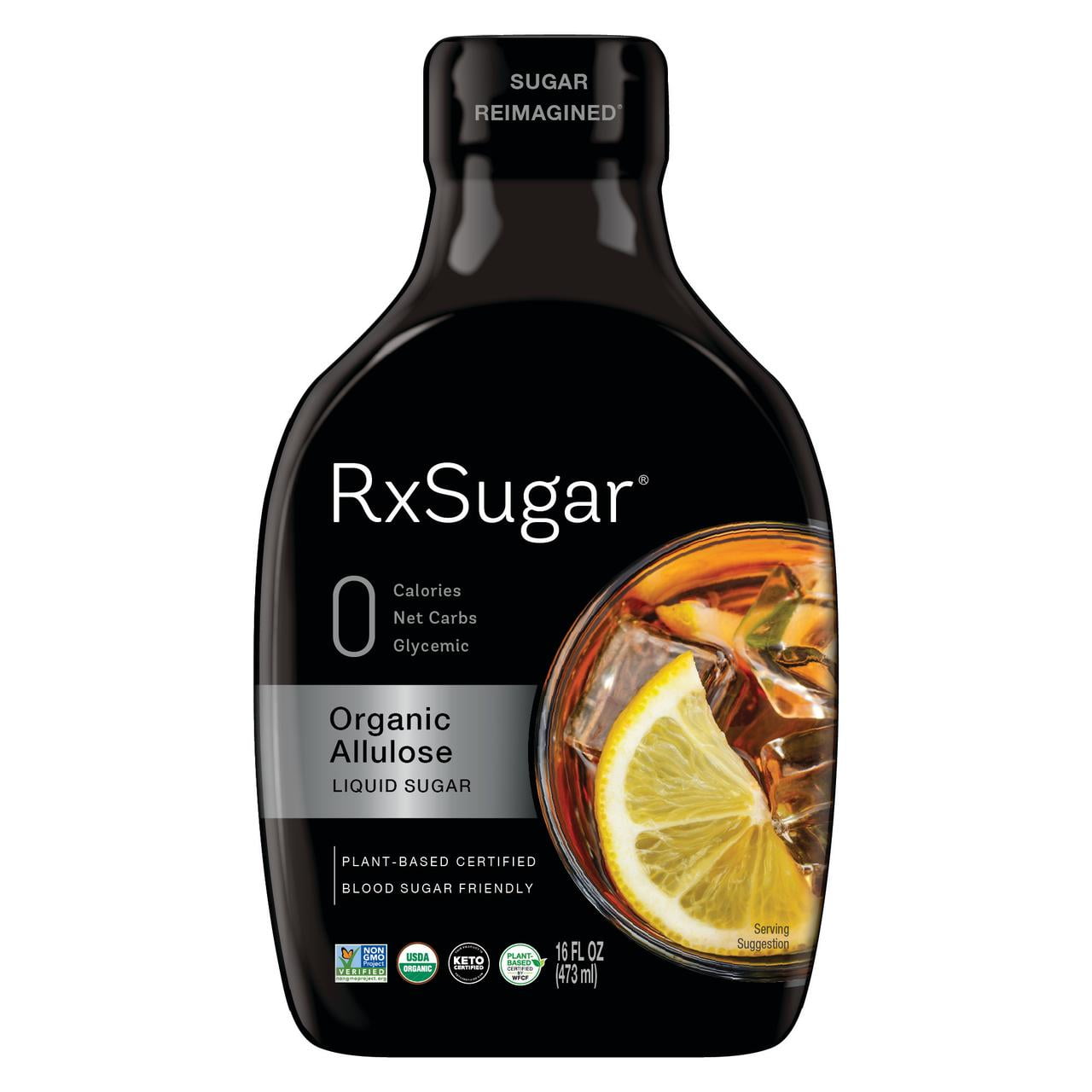 RxSugar Organic Liquid Sugar (16 floz) Zero Calorie Allulose USDA