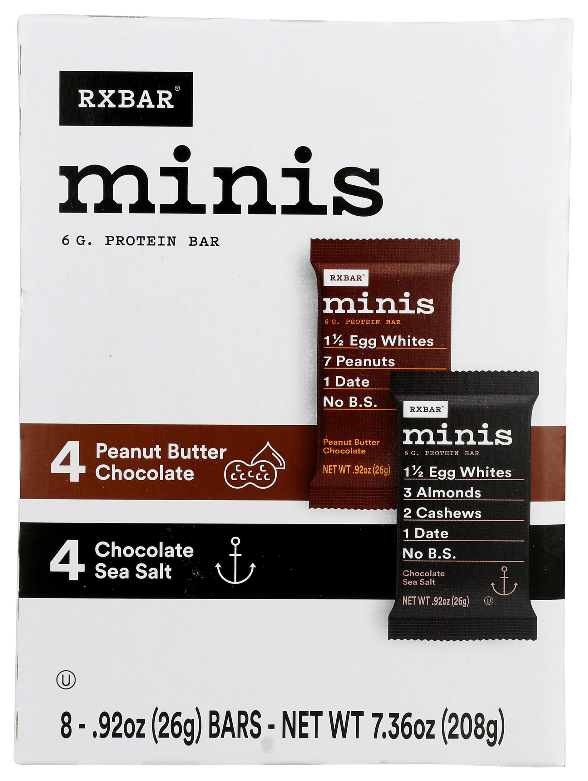 Rxbar, Chocolate Sea Salt And Peanut Butter Chocolate Mini Bars 8 Pack, 7.36 Ounce