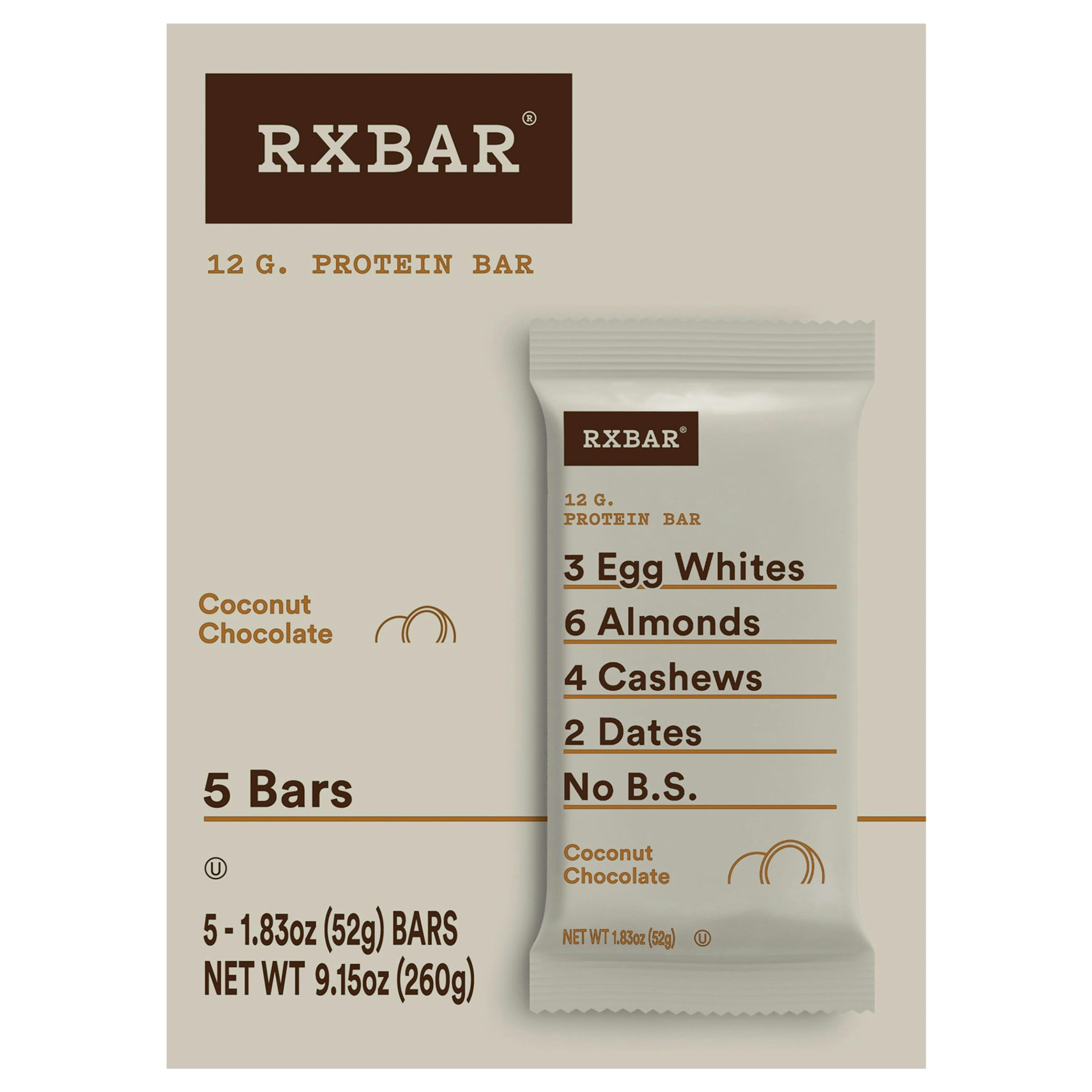 Rxbar Coconut Chocolate Bar 5 Pack 9.15 oz Pack Of 6