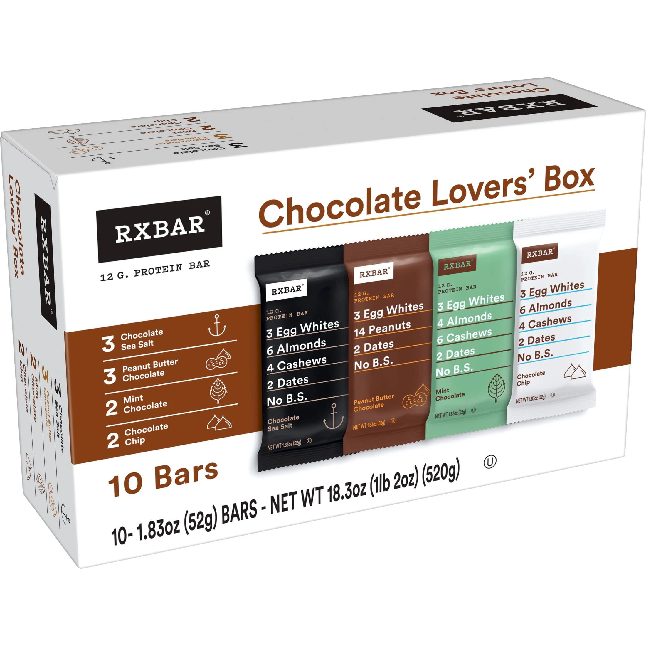 Rxbar Protein Bars, 12G Protein, Gluten Free Snacks, Variety Pack (10