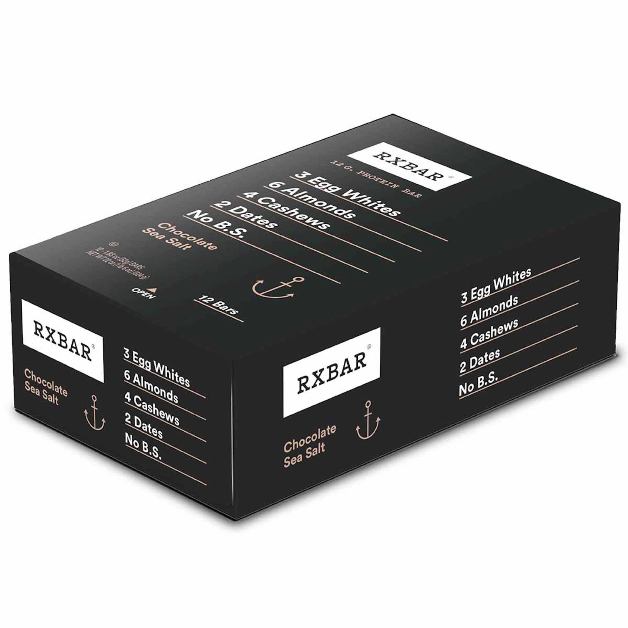 Rxbar Protein Bars, Protein Snack, Snack Bars, Chocolate Sea Salt, 22Oz Box (12 Bars)