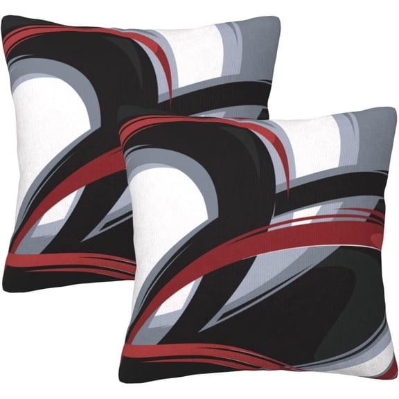 Ryan; Abstract Red and Black Stripes Pillow Covers 18x18 Inch Set of 2 Modern Geometric Lines Throw Pillow Cover Abstract Art Line Square Pillowcase Cushion Cases for Home Couch Bed Sofa