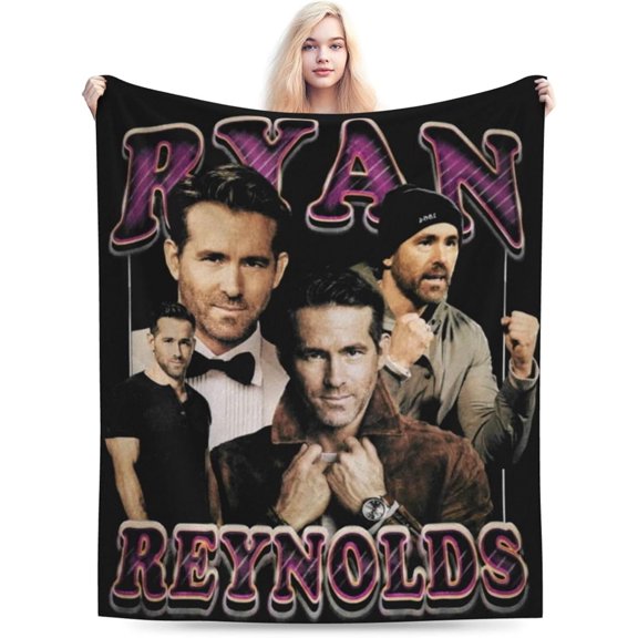 Ryan Actor Reynolds Throw Blanket Flannel Blanket Warm Soft Microfiber Blanket for Living Room Couch Sofa Bedroom Decor Gifts 40""x30"", Black