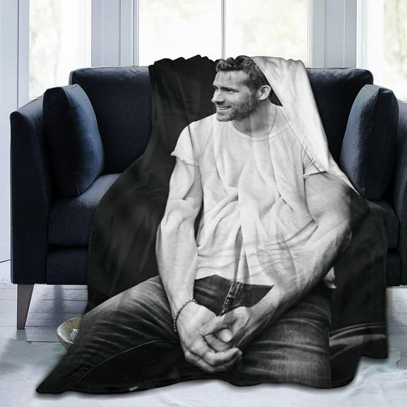 Ryan Actor Reynolds Throw Blanket Flannel Blanket Warm Soft Microfiber Blanket for Living Room Couch Sofa Bedroom Decor Gifts 80"x60"