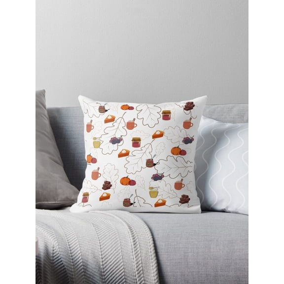 Ryan; Autumn Leaves Pattern Throw Pillow Cover 45x45cm – Red Orange Yellow Fall Cushion for Seasonal Home Decor