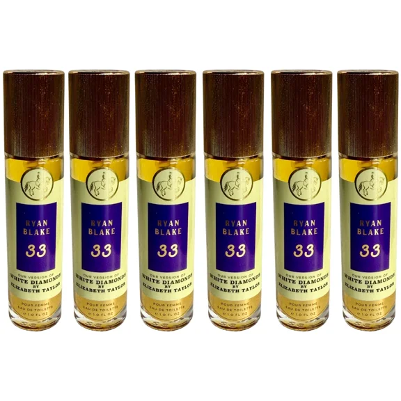 Ryan Blake 33 Whiter Diamond Pour Femme Elegant Eau de Toilette for Women 1oz x 6 Travel Spray Bottles Long-Lasting, Luxurious Fragrance Set