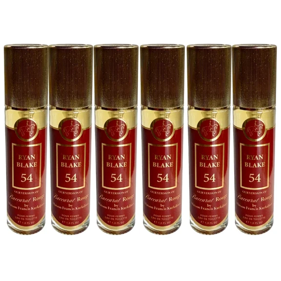 Ryan Blake 54 Baccarat Pour Femme  Luxurious Eau de Toilette for Women  1oz x 6 Travel Spray Bottles  Elegant, Long-Lasting Scent Set