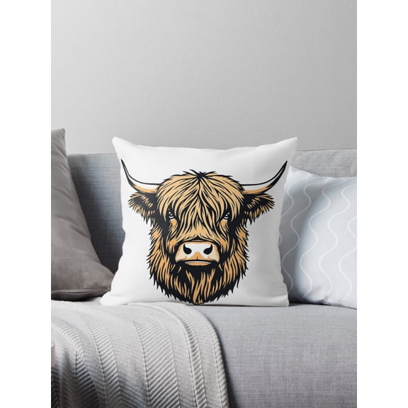 Ryan; Highland Cow Baby Art Throw Pillow for Rustic Farmhouse Decor and Animal Lovers