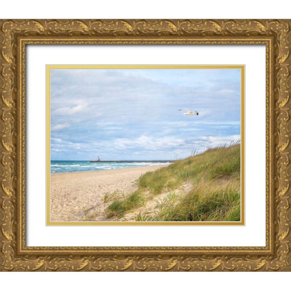 Ryan, Brooke T. 14x12 Gold Ornate Wood Framed with Double Matting Museum Art Print Titled - Beach And Jetty