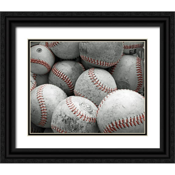 Ryan, Brooke T. 18x15 Black Ornate Wood Framed with Double Matting Museum Art Print Titled - Vintage Baseballs