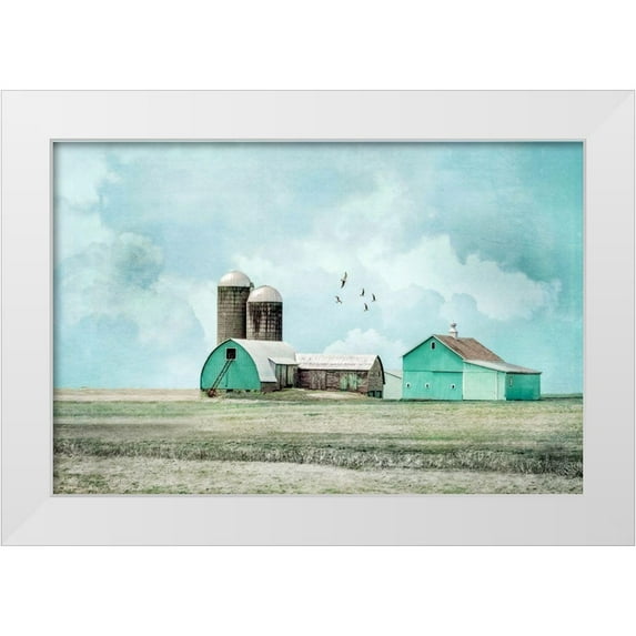 Ryan, Brooke T. 24x17 White Modern Wood Framed Museum Art Print Titled - Aqua Barns