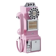 Ryan Bros. American Retro 1950s Payphone with Coin Bank Wall-Mount Corded Phone Pink