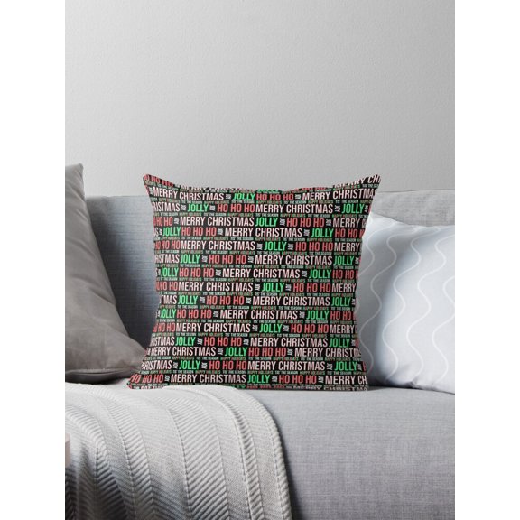 Ryan; Busy Christmas Wishes 45x45cm Pillow Cover – Festive Holiday Text Print for Cozy Couch or Bedroom Decor