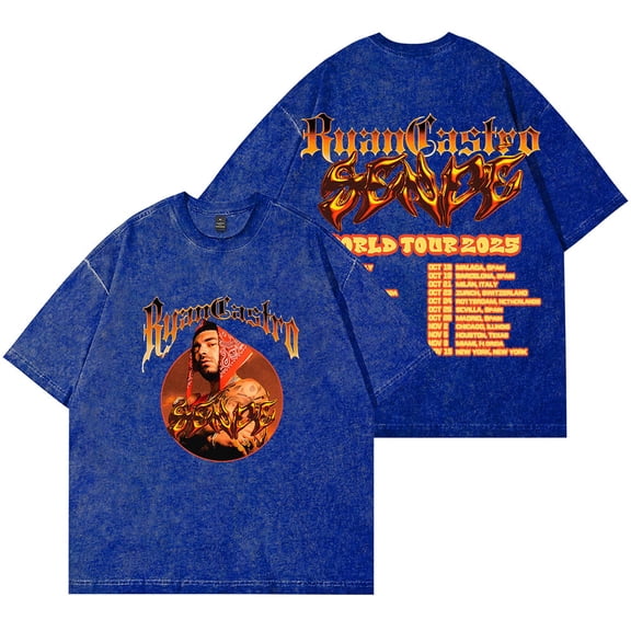 Ryan Castro Sende World Tour Vintage Wash T-Shirts Women Men HipHop Cotton Short Sleeve Tee