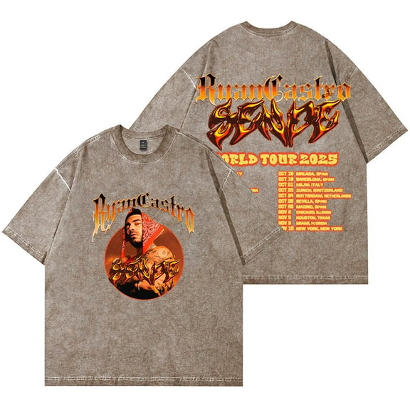 Ryan Castro Sende World Tour Vintage Wash T-Shirts Women Men HipHop Cotton Short Sleeve Tee