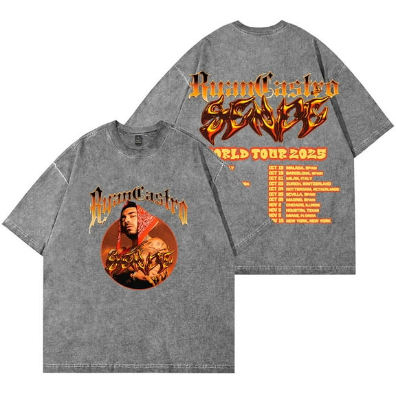 Ryan Castro Sende World Tour Vintage Wash T-Shirts Women Men HipHop Cotton Short Sleeve Tee