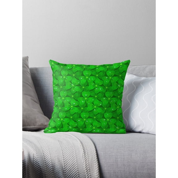 Ryan; Clover and Dew Throw Pillow, Irish Holiday St. Patrick's Day Decor