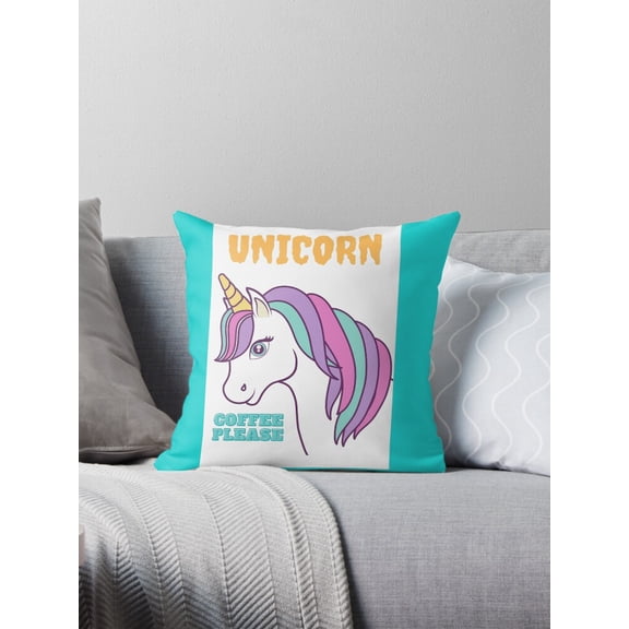 Ryan; Coffee Obsessed Unicorn Throw Pillow – Fun 45x45cm Gift for Coffee Fans and Magical Creatures