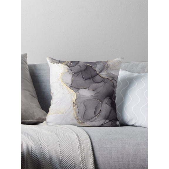 Ryan; Colorful Deep Violet Aqua Waves Abstract Throw Pillow – Elegant Artistic Cushion for Modern Home Decor