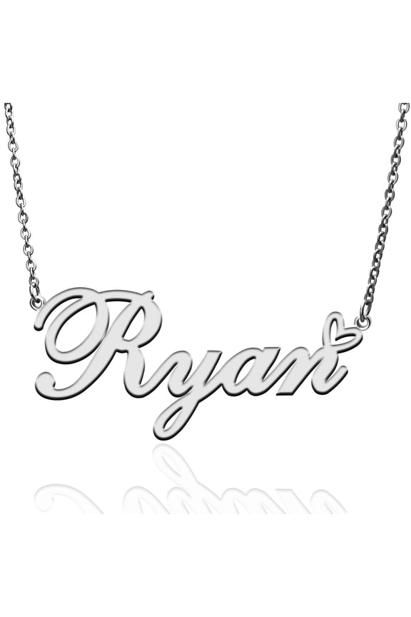 Ryan Custom Name Necklace Customized Personalized Plated Name Necklace for Mother Daughter Friendship Women Valentine's Day Christmas Birthday New Year Silver
