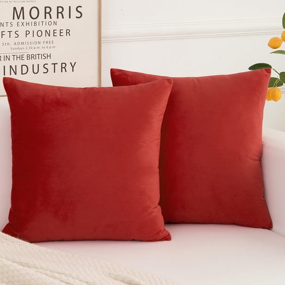 Ryan; Decorative Throw Pillow Covers, Soft Square Cushion Case Home Decor for Living Room Couch Bed Sofa, Set of 2 Packristmas Red, 18x18 Inch