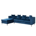 thumbnail image 1 of Ryan Deep Blue Velvet Reversible Sectional Sofa Chaise with Nail-Head Trim, 1 of 3