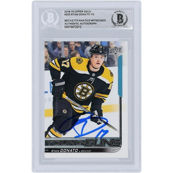 Ryan Donato Boston Bruins Autographed 2018-19 Upper Deck Series 1 Young Guns #225 Beckett Fanatics Witnessed Authenticated Rookie Card - Fanatics Authentic Certified
