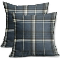Ryan; Dusty Blue Plaid Pillow Covers 18x18 Set of 2 Buffalo Tartan Print Decorative Throw Pillows Outdoor Pillowcase Square Farmhouse Cushion Case Decor for Couch Sofa Bed