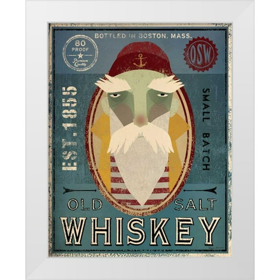 Ryan, Fowler 20x24 White Modern Wood Framed Museum Art Print Titled - Fisherman VIII Old Salt Whiskey