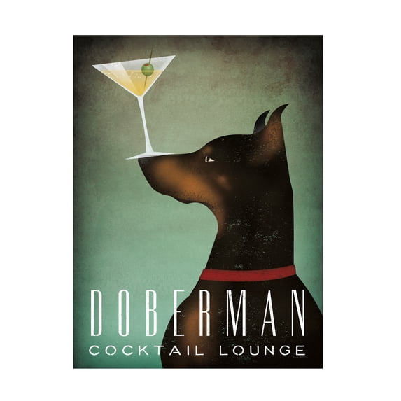 Trademark Fine Art Ryan Fowler Doberman Martini Canvas Wall Art - 18x24