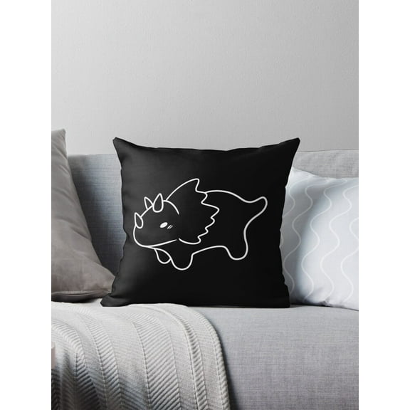 Ryan; Fun Triceratops Dinosaur White Throw Pillow, Perfect for Kids’ Rooms, Dinosaur Fans, and Educational Decor