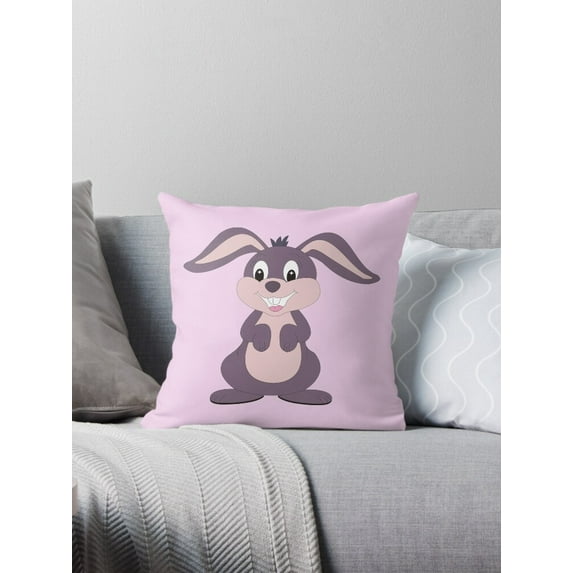 Ryan; Funny Bunny Throw Pillow Cover 45x45cm – Cute & Playful Rabbit Cushion for Kids & Gift Ideas