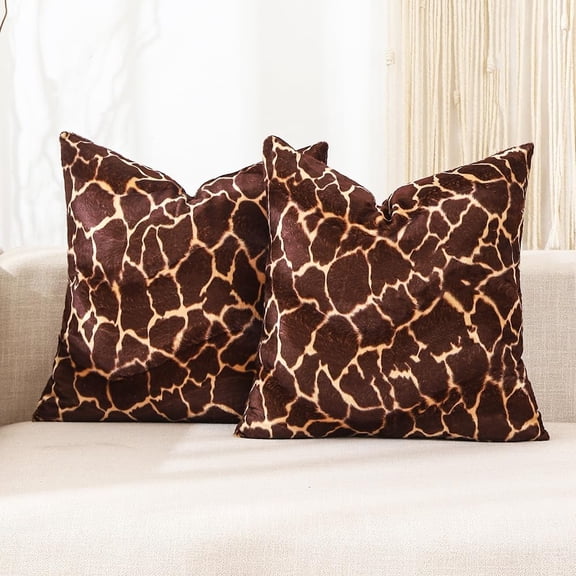 Ryan; Giraffe Decor Animal Print Giraffe Pillow Covers Throw Pillows 18x18 Set of 2 Modern Farmhouse Home Decor for Bedroom Couch Sofa (No Pillow Insert)