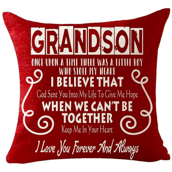 Ryan; Grandson Gift with Burlap Pillow Case Pillowcase for Chair Couch Decorative Square 18 Inch (Grandson Red)