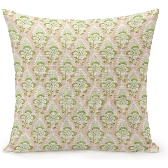 Ryan; Green Pink Check Throw Pillow Cover,Traditional Checkered Decorative Pillow Cases Square Cushion Covers for Sofa Couch,18"x18"