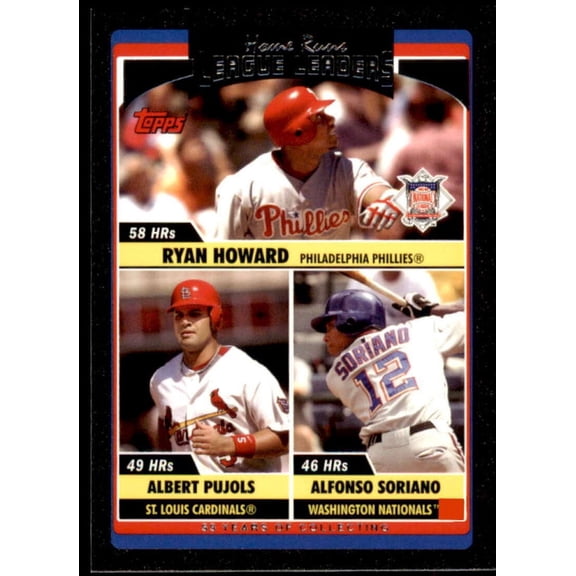 Ryan Howard/Albert Pujols/Alfonso Soriano Card 2006 Topps Update Black #UH210